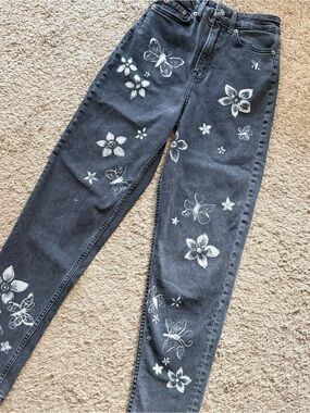 Floral Black and White Denim Jeans Womens Size 2 Divided Brand Never Worn